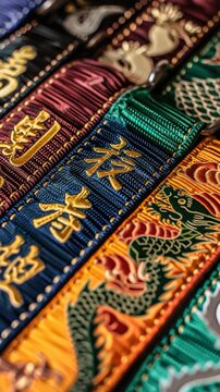 A collection of colorful neckties in a close-up shot, great for use in business or fashion concepts