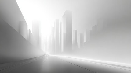 Futuristic city skyline with abstract architectural structures