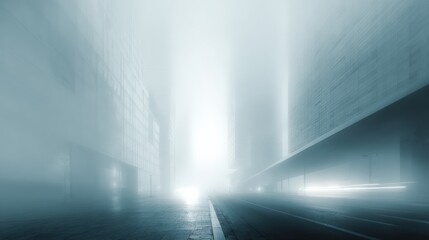 Mysterious urban street scene with fog and light streaks