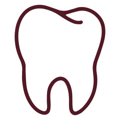 Simple tooth icon in a minimalist outline style. Symbol for a dental clinic, dentist, oral health, or stomatology service. Vector logo element isolated on a white background.