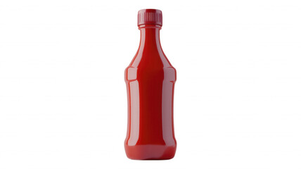 Isolated red ketchup bottle against a black background view