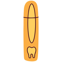 A yellow travel case for storing a toothbrush and toothpaste, marked with a simple tooth logo. This portable holder keeps dental hygiene essentials clean and organized during vacations, trips, or scho