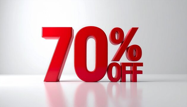 70 Off Red Text on White Background Discount Promotion Sale.