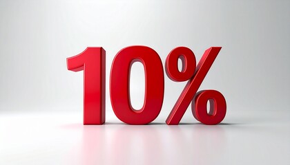 Bold Red 10 Symbol on White Background.