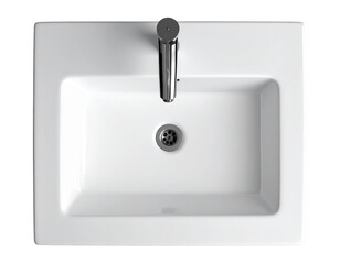 Contemporary Bathroom Sink with Shiny Chrome Tap and Clean Lines isolated on transparent background PNG