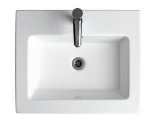 Contemporary Bathroom Sink with Shiny Chrome Tap and Clean Lines isolated on transparent background PNG