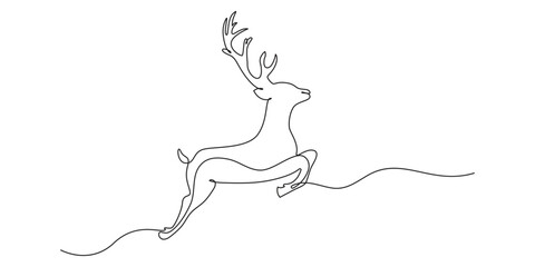 continuous line art drawing Reindeer vector illustration,2
