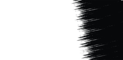 Black Paint Brush Stroke Edge with Bristle Texture for Grunge Borders, Transition Effects, and Abstract Overlays