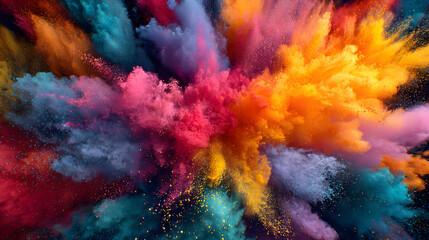 Multicolored explosion texture offers vibrant, abstract design. Perfect for backgrounds, posters, or high-impact digital artwork.