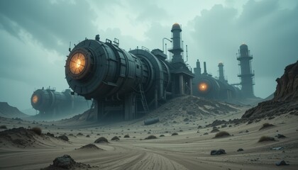 Massive Industrial Energy Generators Emerge in Desolate Arid Wasteland