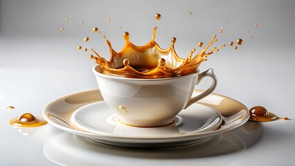 Coffee splash in a cup with cookies on a light background