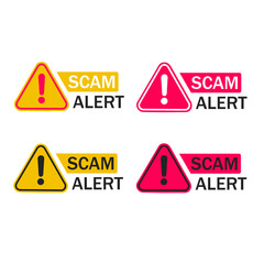 Scam alert warning sign, security and fraud warning