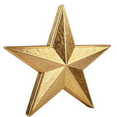 3D Golden Star with Texture Isolated with Transparent Background