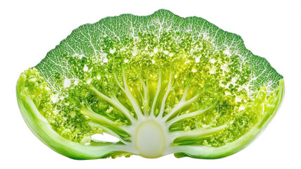 A halved romanesco broccoli showing its fractal pattern