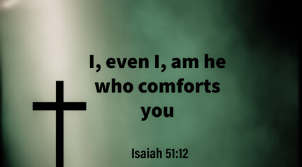 Inspirational and encouraging bible word of god with jesus cross symbol on colorful light background. Christian faith