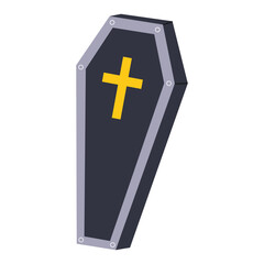 Obraz premium Hand-drawn coffin. Halloween design. Isolated white background. Flat-style vector illustration