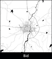 Bid city map, India - Topographic vector map poster