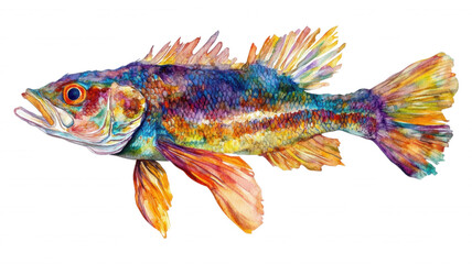 Artistic rendering of a colorful fish on a black background