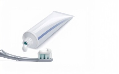 Toothpaste squeezing onto toothbrush for oral hygiene concept