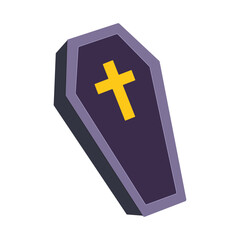 Obraz premium Hand-drawn coffin. Halloween design. Isolated white background. Flat-style vector illustration