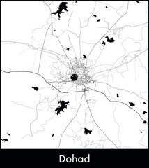 Dohad city map, India - Topographic vector map poster