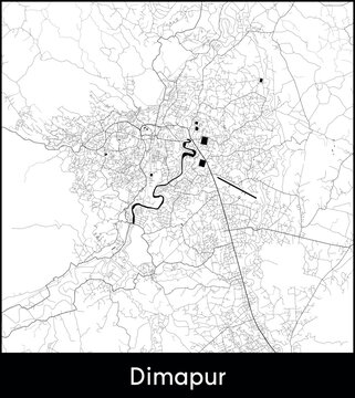 Dimapur city map, India - Topographic vector map poster