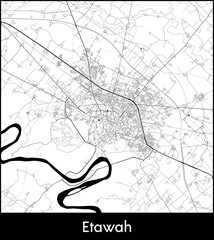 Naklejka premium Etawah city map, India - Topographic vector map poster