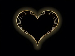 A radiant golden heart shape formed by glowing concentric lines against a deep black background symbolizing love and warmth