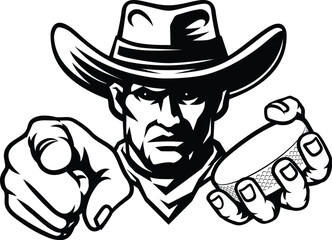A cowboy man ice hockey sports cowboys team mascot