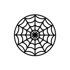 Fototapeta premium Black Spider Web Circle Icon, Geometric Pattern, Minimalist Design