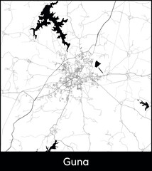Guna city map, India - Topographic vector map poster