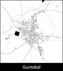 Naklejka premium Guntakal city map, India - Topographic vector map poster