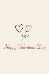 Romantic Valentine’s Day Greeting with Heart and Rose Illustration