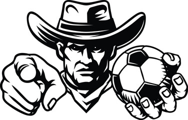 A cowboy man soccer football ball cowboys sports team mascot