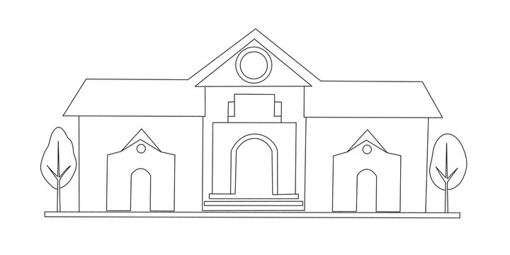 Minimalist school building illustration