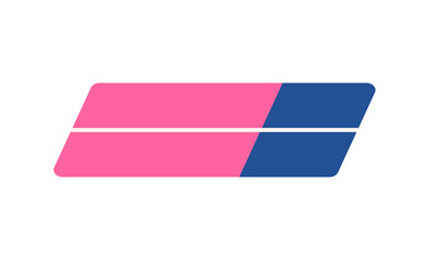 Simple Eraser pink and blue isolated on white background. Art supplies icon vector. Rubber in flat style