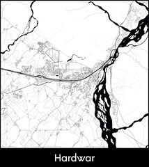 Obraz premium Hardwar city map, India - Topographic vector map poster