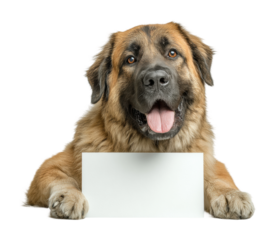 Playful dog posing with blank sign pet isolated on transparent background