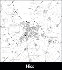 Naklejka premium Hisar city map, India - Topographic vector map poster