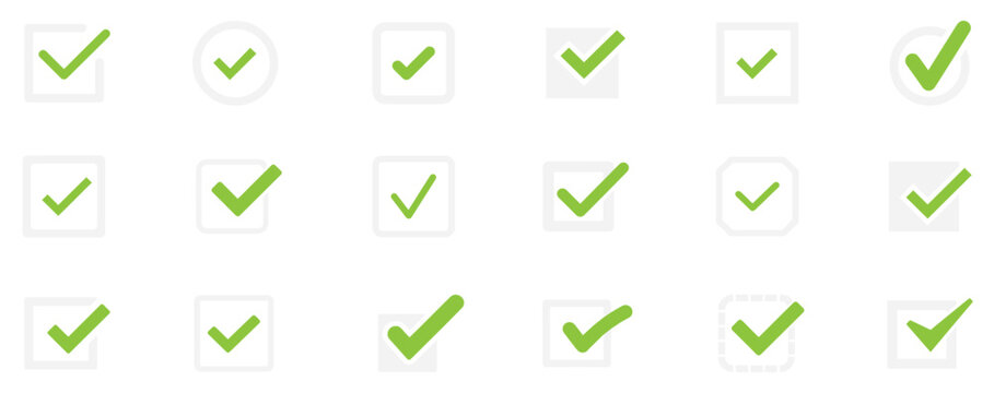 Check mark icon. Check mark vector icon. Checkmark Illustration. Vector symbols set ,green checkmark isolated on white background. Correct vote choise isolated symbol. Vector Illustration. EPS 10