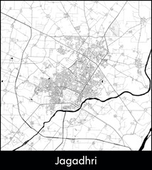 Jagadhri city map, India - Topographic vector map poster