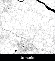 Jamuria city map, India - Topographic vector map poster