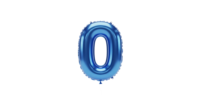 Shiny blue balloon shaped as a zero floats against a solid background! - high quality Shiny blue balloon shaped as a zero floats against a solid backg
