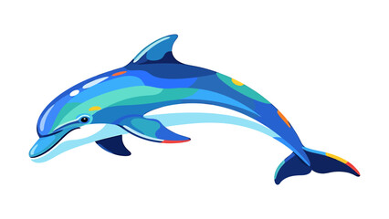 Obraz premium Cartoon dolphin illustration colorful vector design of a marine mammal isolated on a white background