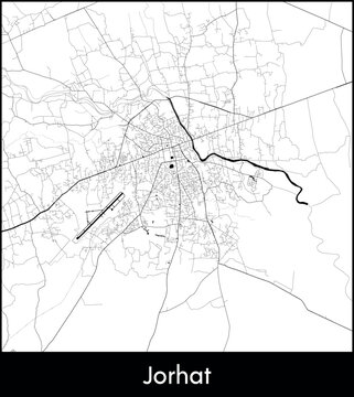 Jorhat city map, India - Topographic vector map poster