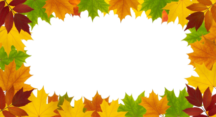Autumn leaves frame a blank space for text or other design elements
