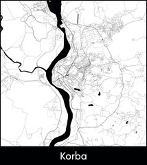 Fototapeta premium Korba city map, India - Topographic vector map poster
