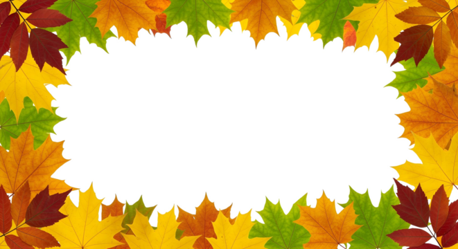 Autumn leaves frame a blank space for text or other design elements