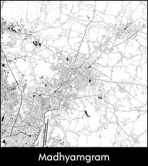 Fototapeta premium Madhyamgram city map, India - Topographic vector map poster