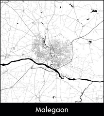 Malegaon city map, India - Topographic vector map poster